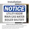 Signmission Utility Room Main Gas Water Boiler Shutoff, 7 in W x Rectangle, Vinyl Decal OS-2PACK-NS-D-57-L-18845 - alternate 2